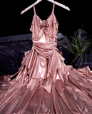Niulatu Retro A line Sleeveless Spaghetti Straps Pink Short Prom Dress Birthday Outfits SD501