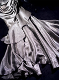 Niulatu Vintage Mermaid Spaghetti Straps Ruffles Silver Gray Prom Dresses Birthday Outfits SD502