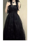 Niulatu Ball Gown Spaghetti Straps Black Tulle Long Birthday Dresses Birthday Outfits SD506