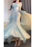 Niulatu Mermaid Off The Shoulder Mint Green Ankle length Birthday Dresses Birthday Outfits SD515