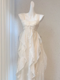 Niulatu A line Straps Floral White Ankle length Birthday Dresses Birthday Outfits SD517