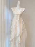 Niulatu A line Straps Floral White Ankle length Birthday Dresses Birthday Outfits SD517