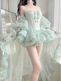 Niulatu Ball Gown Spaghetti Straps Mint Green Homecoming Dresses Birthday Outfits SD524