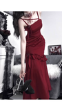 Niulatu Mermaid Spaghetti Straps Burgundy Ankle length Prom Dresses Birthday Outfits SD526