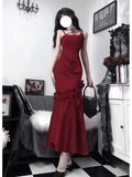 Niulatu Mermaid Spaghetti Straps Burgundy Ankle length Prom Dresses Birthday Outfits SD526