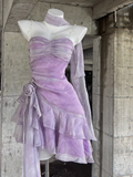 Niulatu Sheath Spaghetti Straps Short Lilac Cocktail Dresses Birthday Outfits SD533