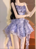 Niulatu A Line Spaghetti Straps Short Lilac Cocktail Dresses Birthday Outfits SD534