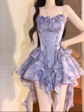Niulatu A Line Spaghetti Straps Short Lilac Cocktail Dresses Birthday Outfits SD534