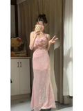 Niulatu Mermaid Spaghetti Straps Pink Sequin Ankle length Prom Dresses Birthday Outfits SD537