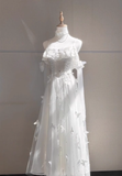 Niulatu A Line Spaghetti Straps White Tulle Ankle length Prom Dresses Birthday Outfits SD539