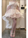 Niulatu Ball Gown Straps Short Pink Cocktail Dresses Birthday Outfits SD543