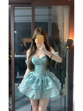 Niulatu Ball Gown Spaghetti Straps Short Green Cocktail Dresses Birthday Outfits SD549