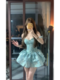 Niulatu Ball Gown Spaghetti Straps Short Green Cocktail Dresses Birthday Outfits SD549