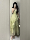 Niulatu Retro Sheath Spaghetti Straps Sage Green Ruffles Party Beach Dresses Birthday Outfits SD556