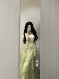 Niulatu Retro Sheath Spaghetti Straps Sage Green Ruffles Party Beach Dresses Birthday Outfits SD556