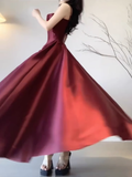Niulatu A line Spaghetti Straps Burgundy Long Party Prom Dresses Birthday Outfits SD561