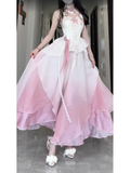 Niulatu A line Straps Ombre Pink Chiffon Party Prom Dresses Birthday Outfits SD565
