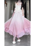 Niulatu A line Straps Ombre Pink Chiffon Party Prom Dresses Birthday Outfits SD565
