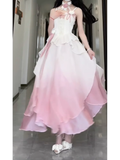 Niulatu A line Straps Ombre Pink Chiffon Party Prom Dresses Birthday Outfits SD565