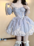 Niulatu Ball Gown Straps Blue Short Cocktail Dresses Birthday Outfits SD574