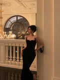 Niulatu Sheath Spaghetti Straps Black Knee Length Prom Dresses Birthday Outfits SD589
