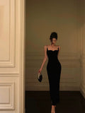 Niulatu Sheath Spaghetti Straps Black Knee Length Prom Dresses Birthday Outfits SD589