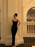 Niulatu Sheath Spaghetti Straps Black Knee Length Prom Dresses Birthday Outfits SD589