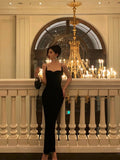 Niulatu Sheath Spaghetti Straps Black Knee Length Prom Dresses Birthday Outfits SD589