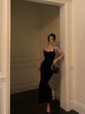 Niulatu Sheath Spaghetti Straps Black Knee Length Prom Dresses Birthday Outfits SD589