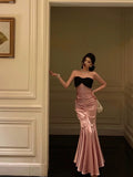 Niulatu Mermaid Sweetheart White Long Satin Prom Dresses Birthday Outfits SD601