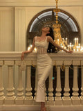 Niulatu Sheath Straps White Ankle Length Prom Dresses Birthday Outfits SD602
