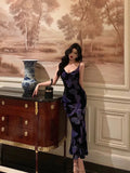 Niulatu Sheath Spaghetti Straps Floral Grape Butterfly Fold Long Prom Dresses Birthday Outfits SD612