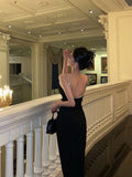 Niulatu Sheath Spaghetti Straps Sleeveless Black Knee Length Prom Dresses Birthday Outfits SD618