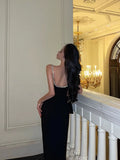 Niulatu Sheath Spaghetti Straps Sleeveless Black Knee Length Prom Dresses Birthday Outfits SD618