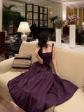 Niulatu A Line Straps Grape Sleeveless Date Night Dress Prom Dresses Birthday Outfits SD620