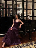 Niulatu A Line Straps Grape Sleeveless Date Night Dress Prom Dresses Birthday Outfits SD620