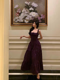 Niulatu A Line Straps Grape Sleeveless Date Night Dress Prom Dresses Birthday Outfits SD620