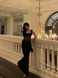 Niulatu Sheath Straps Sleeveless Black Ankle Length Lace Prom Dresses Birthday Outfits SD625