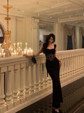 Niulatu Sheath Straps Sleeveless Black Ankle Length Lace Prom Dresses Birthday Outfits SD625