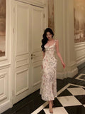 Niulatu Sheath Straps Neckline Sleeveless Floral Ankle Length Prom Dresses Birthday Outfits SD633