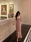 Niulatu Sheath V Neckline Short Sleeves Pink Tea Length Prom Dresses Birthday Outfits SD634