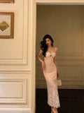 Niulatu Mermaid Spaghetti Straps Sleeveless Date Night Dress White Lace Prom Dresses Birthday Outfits SD642