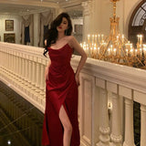 Niulatu Sheath Spaghetti Straps Sleeveless Red Ankle Length Prom Dresses Birthday Outfits SD648