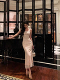 Niulatu Sheath Straps Neckline Sleeveless White Lace Ankle Length Prom Dresses Birthday Outfits SD649