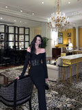 Niulatu Mermaid Off The Shoulder Long Sleeves Date Night Dress Black Prom Dresses Birthday Outfits SD652
