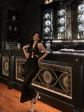 Niulatu Sheath V neckline Sleeveless Black Sequin Prom Dresses Birthday Outfits SD657
