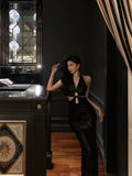 Niulatu Sheath V neckline Sleeveless Black Sequin Prom Dresses Birthday Outfits SD657