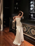 Niulatu Sheath Sweetheart Chiffon Sleeveless Date Night Dress White Chiffon Prom Dresses Birthday Outfits SD659