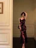 Niulatu Sheath Spaghetti Straps Sleeveless Black Tea Length Prom Dresses Birthday Outfits SD662