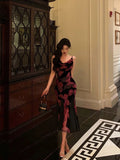 Niulatu Sheath Spaghetti Straps Sleeveless Black Tea Length Prom Dresses Birthday Outfits SD662